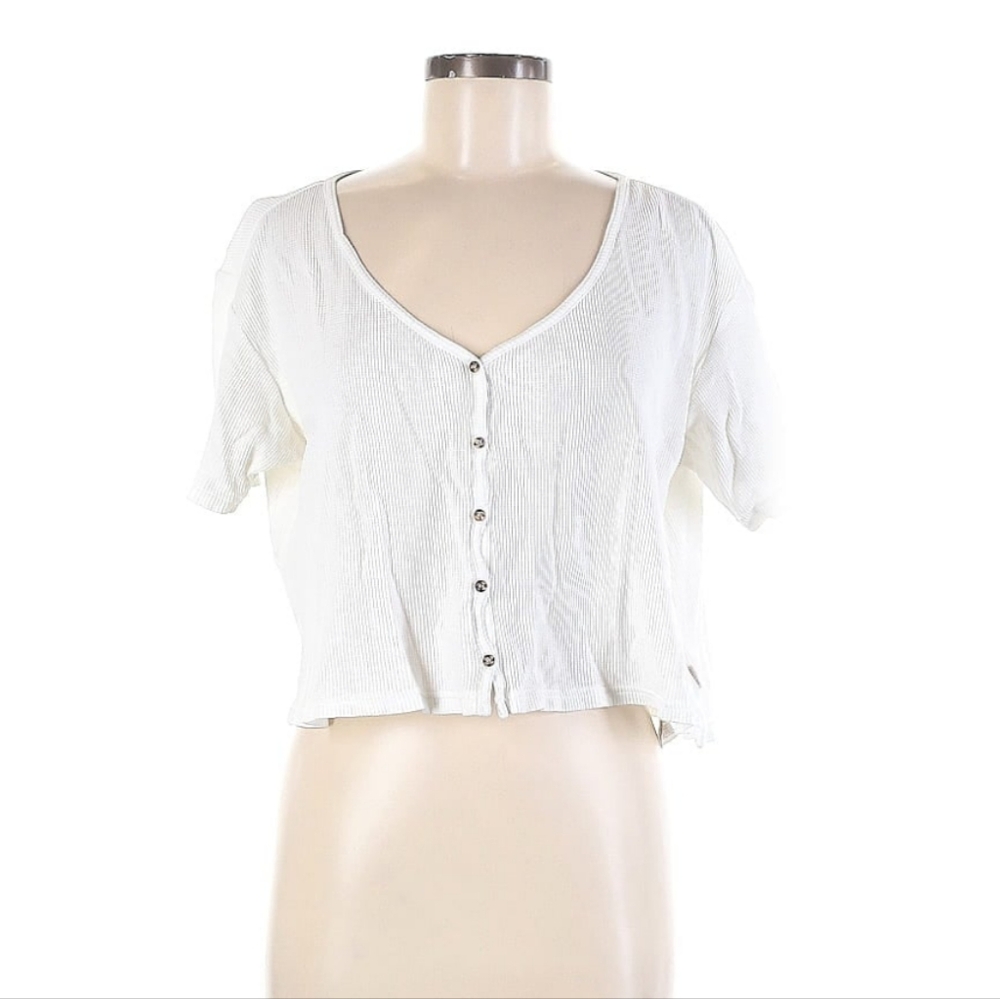 Brixton medium waffle blouse white button down